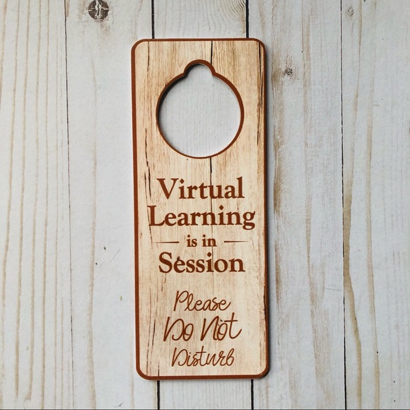 New! Faux Wooden Virtual Online Learning Door Sign - Picture 2 of 4